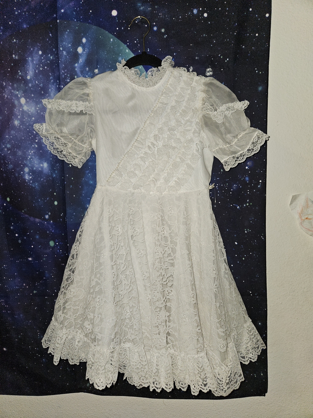 White Lace Ruffle Kids Dress